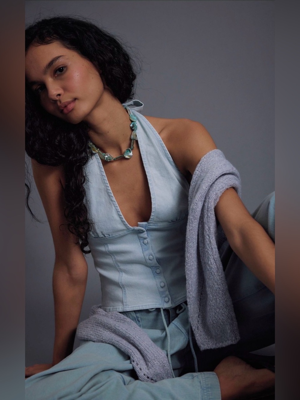 Ramona Denim Halter Top NWOT light sky